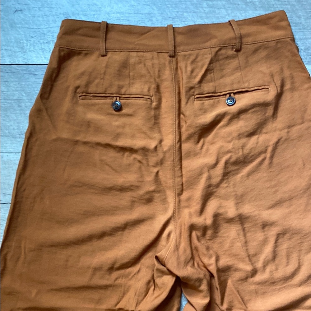 Madewell Wide Leg Pants Size 6 Rust Brown High Rise Button Front Casual Chic - Picture 6 of 13